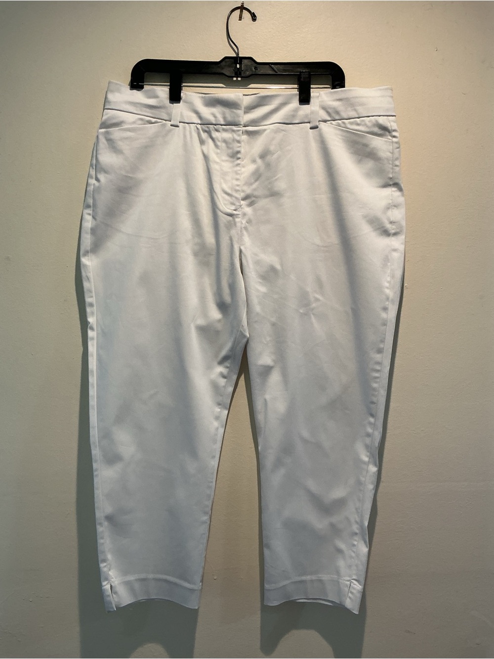 Liz Claiborne White Emma Crop Pants Size 16P Petite Cotton Blend